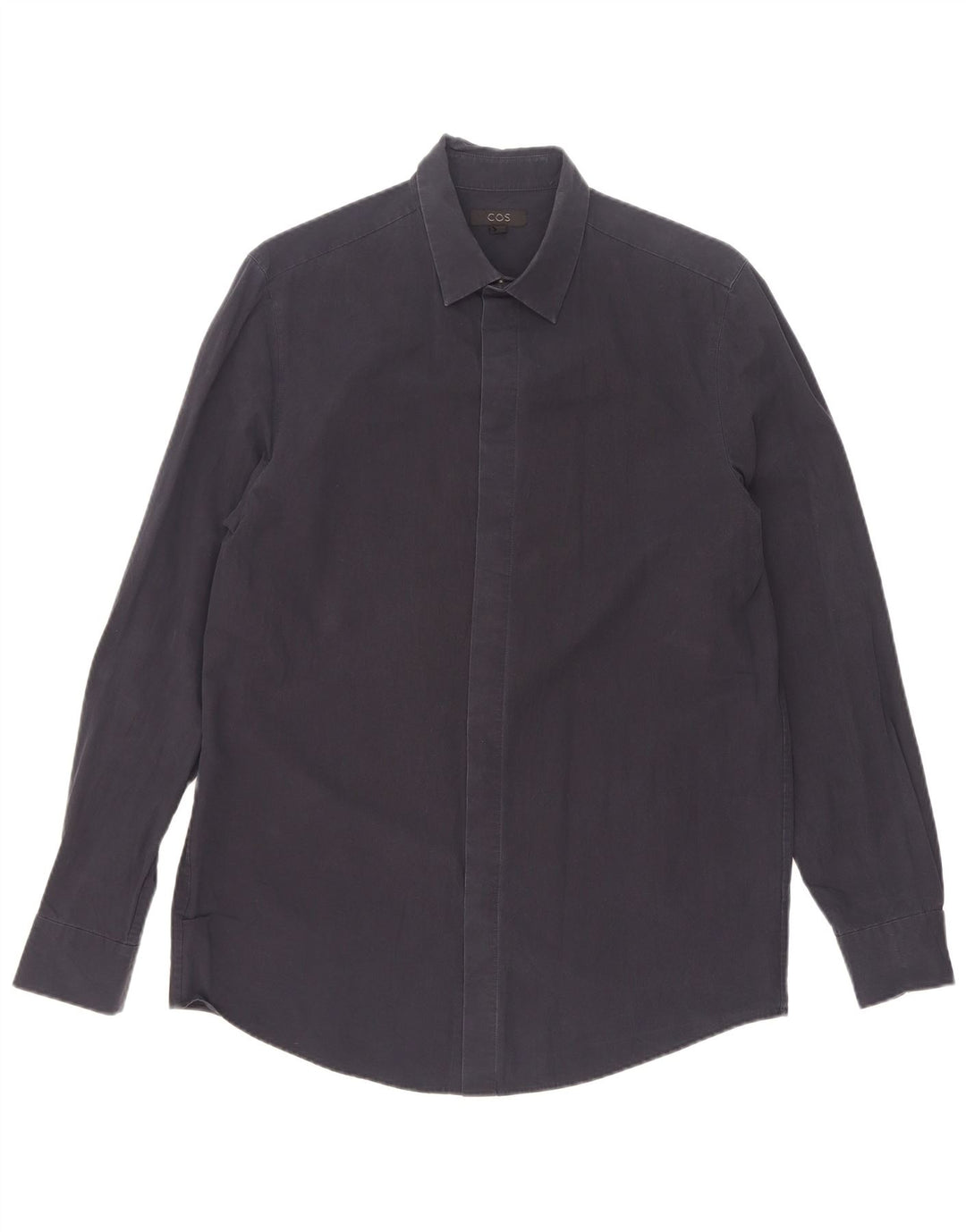 Cos Herrenhemd Größe 39 Medium Marineblau Baumwolle