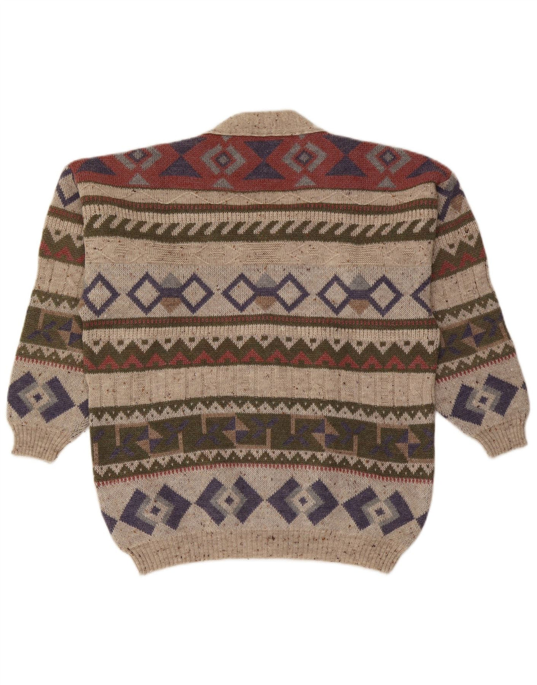 Vintage Herren Cardigan Pullover große bunte geometrische Wolle