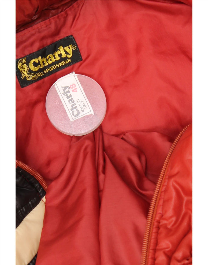 Charly Wattierte Damenjacke mit Kapuze IT 48 XL Rotes Colourblock-Polyamid