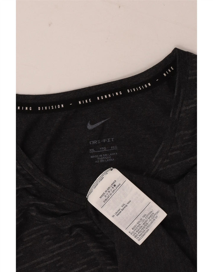 Nike Herren Dri Fit T-Shirt Top 2XL Grau Geometrisch Polyester