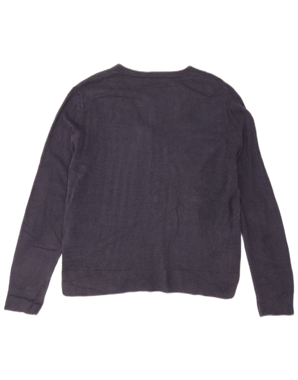 Marks & Spencer Womens V-Neck Jumper Sweater UK 12 Medium Navy Blue Acrylic