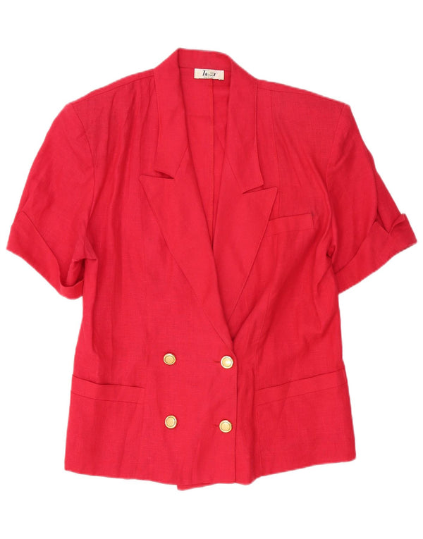 Vintage Damen Kurzarm Zweireiher Blazer Jacke IT 48 XL Rot
