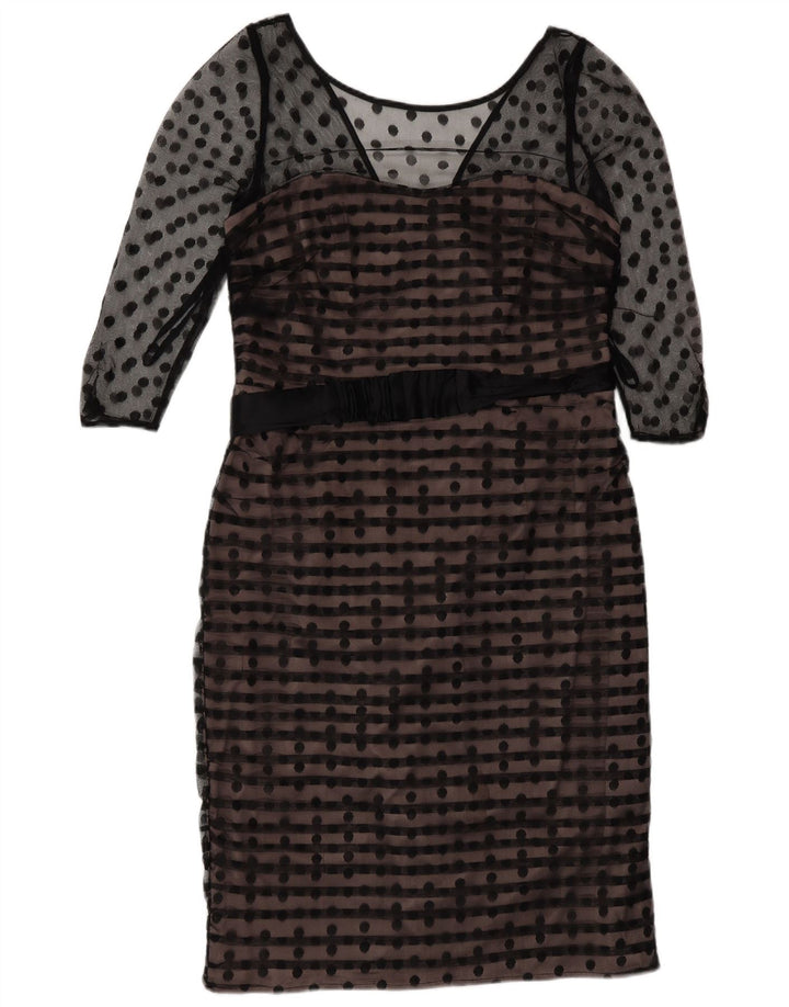 Coast Damen-Etuikleid mit 3/4-Ärmeln, UK-Größe 44, Mittelschwarz, gepunktet, Polyester