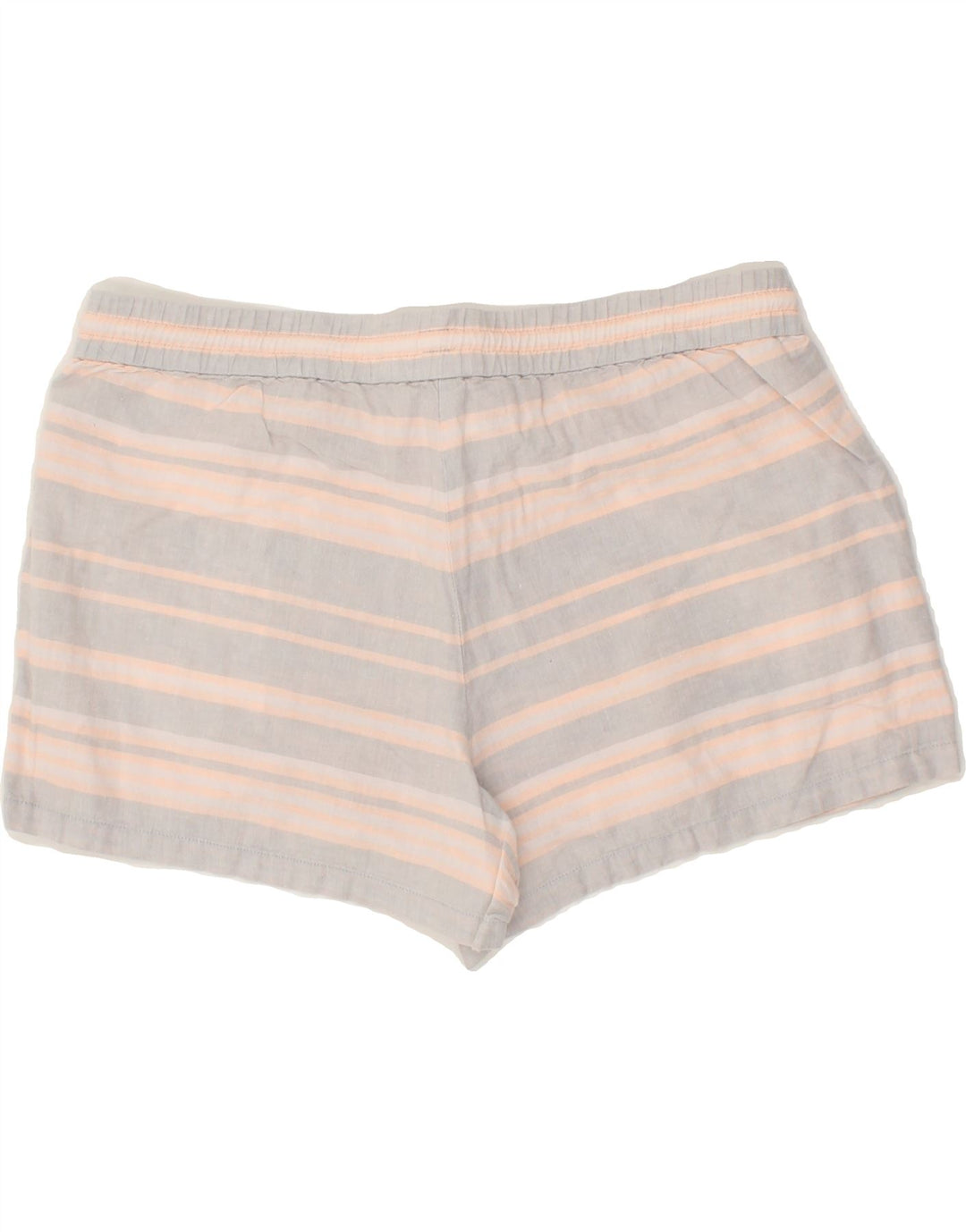 J. CREW Womens Hot Pants US 14 XL W34 Grey Striped Linen Vintage J. Crew and Second-Hand J. Crew from Messina Hembry 