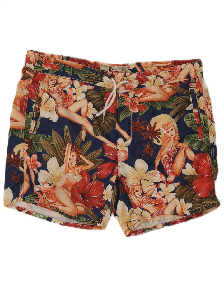 ROY ROGERS Herren-Badeshorts, groß, mehrfarbig, Blumenmuster, Polyester