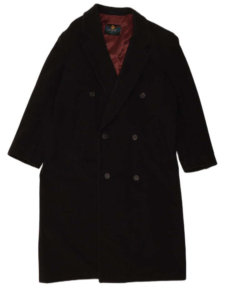 BUGATTI Herren Loose Fit Zweireihiger Mantel IT 48 Mittelschwarze Wolle