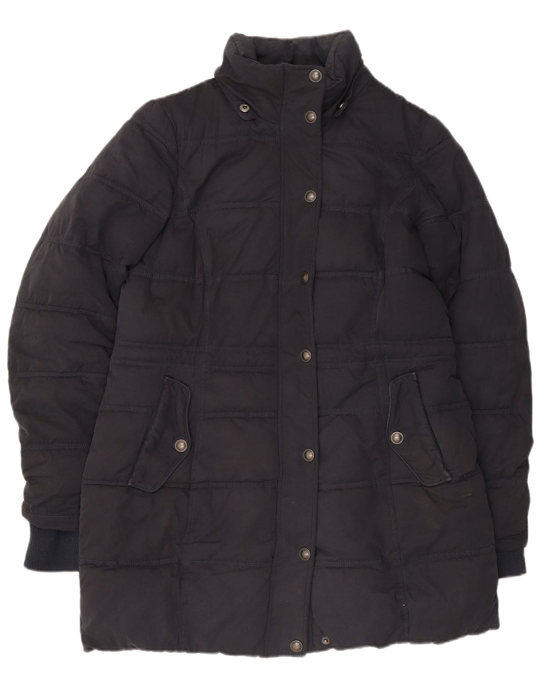 Fat Face Damen Wattierte Jacke UK 12 Medium Schwarz Polyester