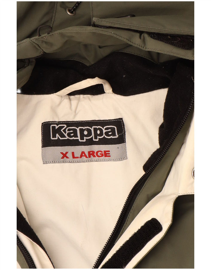 KAPPA Mens Hooded Windbreaker Jacket UK 42 XL Khaki Polyamide
