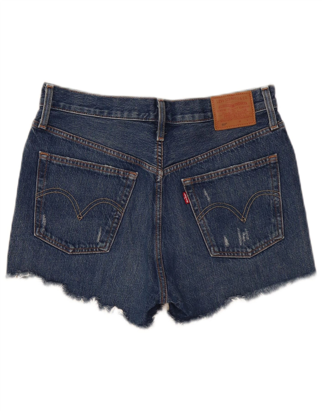 Levi's Damen 501 Distressed Denim Shorts W27 Small Marineblaue Baumwolle