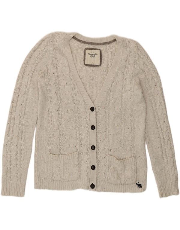 Abercrombie & Fitch Damen-Cardigan-Pullover UK 16 Large Weiß Acryl
