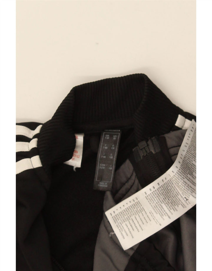 Adidas Jungen-Trainingsanzug-Top-Jacke, 7–8 Jahre, schwarzes Colourblock-Polyester