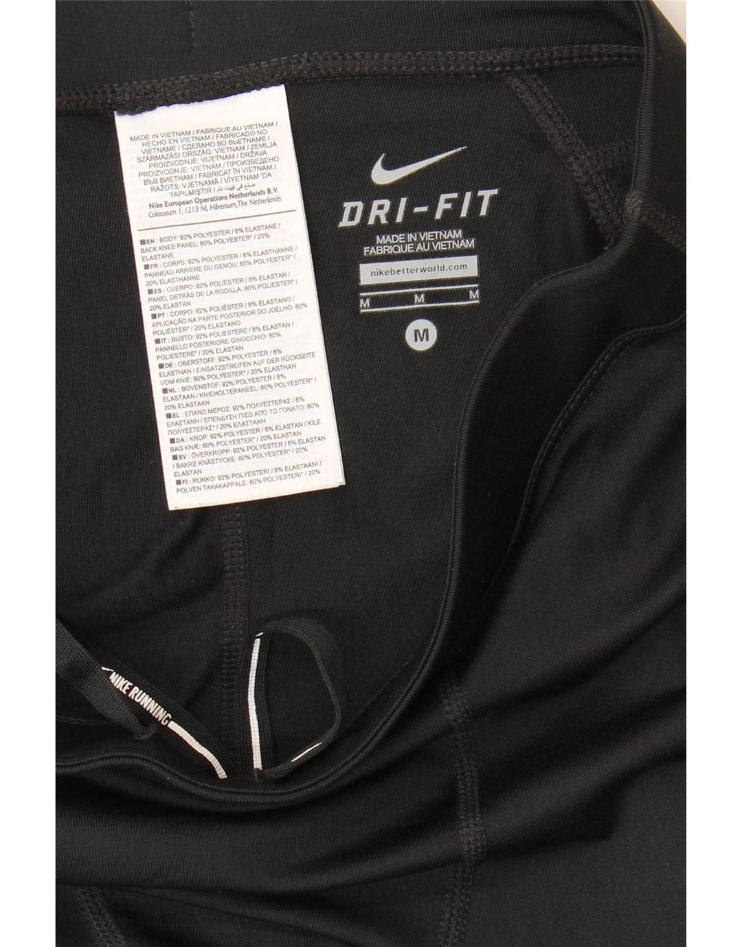 Nike Damen Dri Fit Leggings UK 12 Medium Schwarz Polyester
