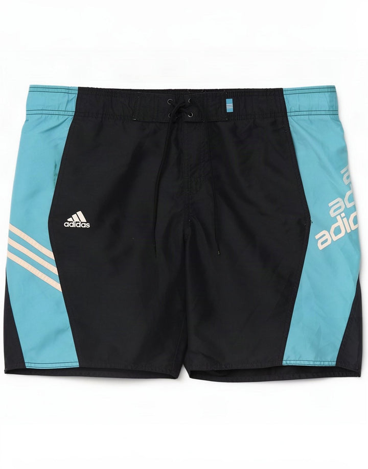 Adidas Herren Badeshorts mit Grafik, mittelgroß, Marineblau, Farbblock-Polyester