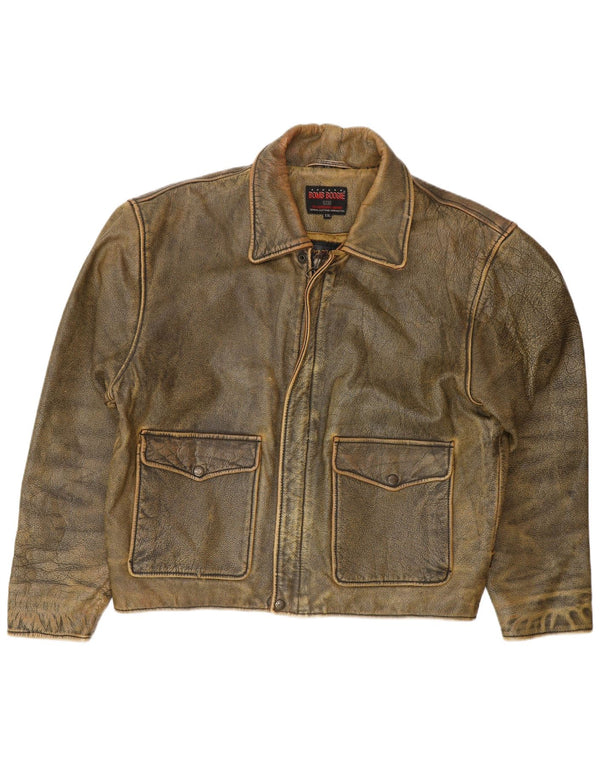 BOMB BOOGIE Herren Lederjacke UK 44 2XL Braunes Leder Biker