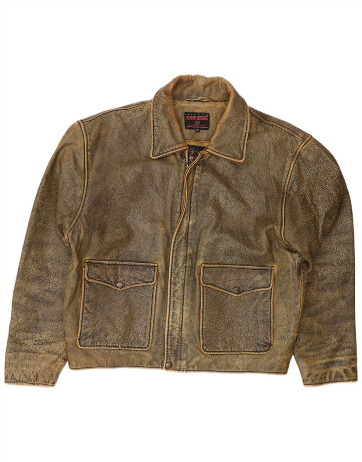 BOMB BOOGIE Herren Lederjacke UK 44 2XL Braunes Leder Biker