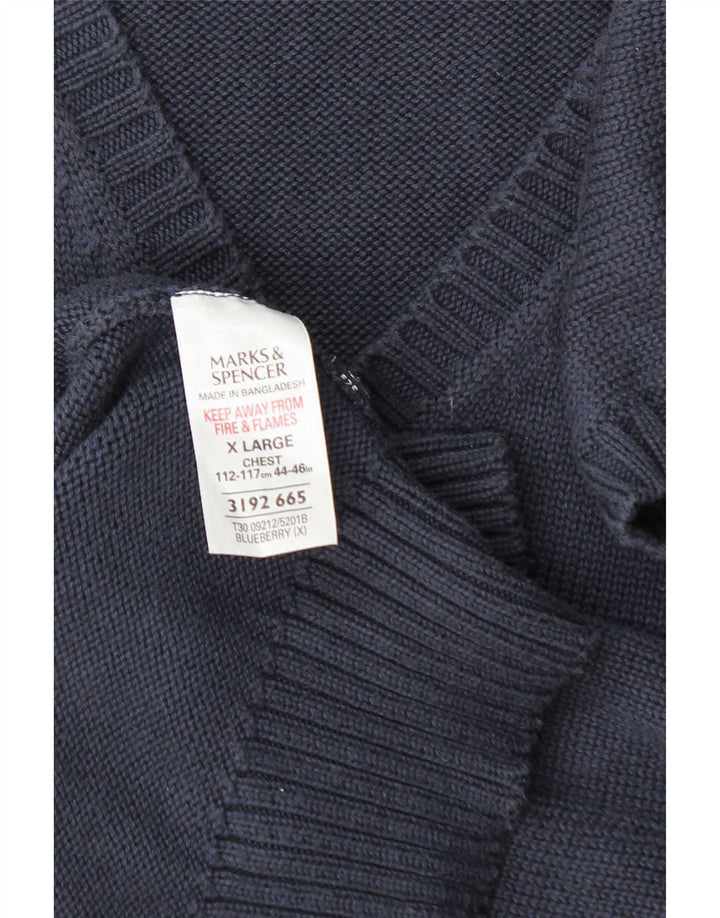 Marks & Spencer Herren Weste Tank Top XL Marineblau Baumwolle