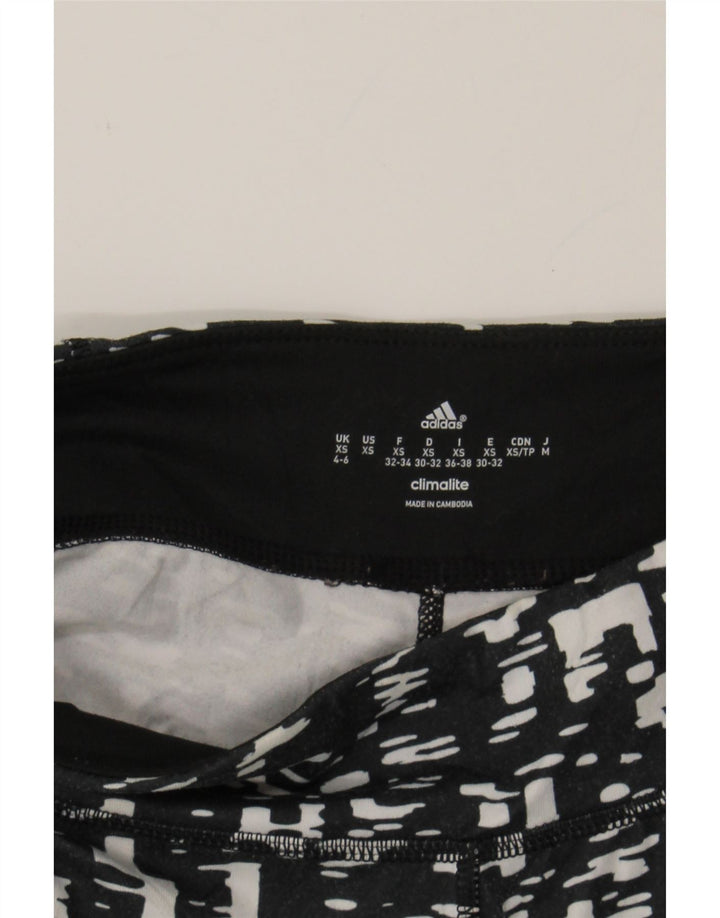 ADIDAS Womens Climalite Leggings UK 4/6 XS  Black Geometric Polyester Vintage Adidas and Second-Hand Adidas from Messina Hembry 