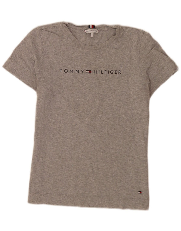 Tommy Hilfiger Damen Grafik-T-Shirt-Oberteil UK 8 Small Grau meliert