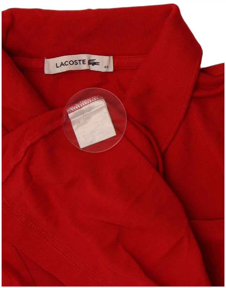 Lacoste Damen Langarm-Poloshirt, Größe 40, mittelrote Baumwolle