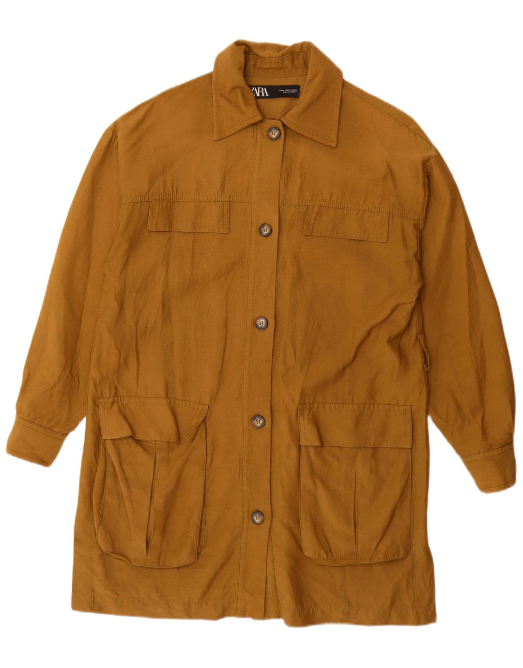 Zara Damen Übergroße Utility-Jacke UK 6 XS Beige Baumwolle