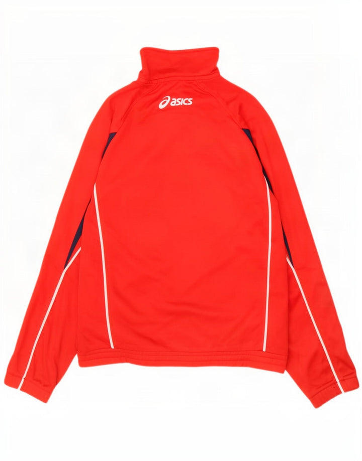 Asics Herren-Trainingsanzug mit grafischem Oberteil, XL, rotes Farbblock-Polyester