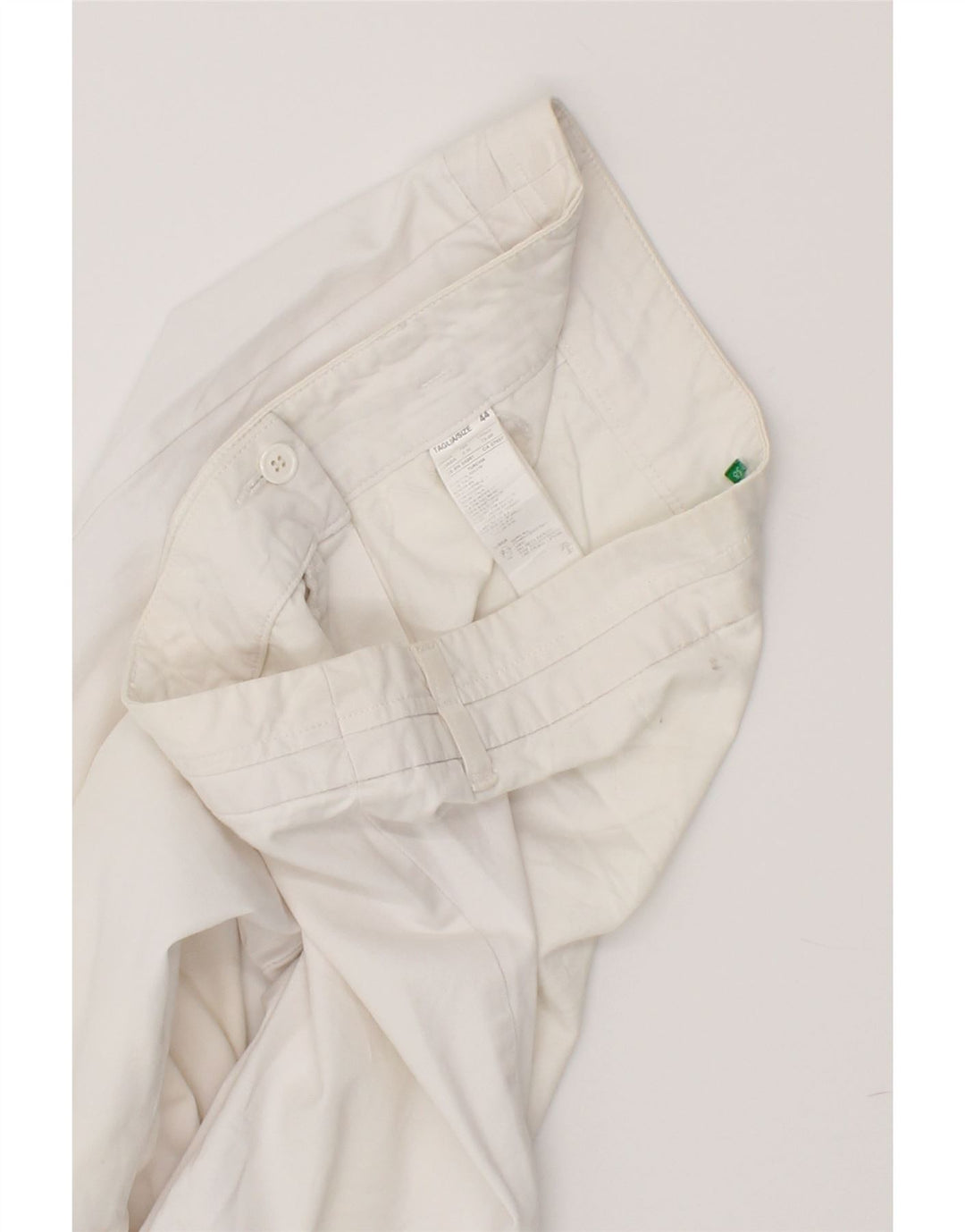 BENETTON Womens Straight Capri Trousers IT 44 Medium W32 L23 White Cotton Vintage Benetton and Second-Hand Benetton from Messina Hembry 