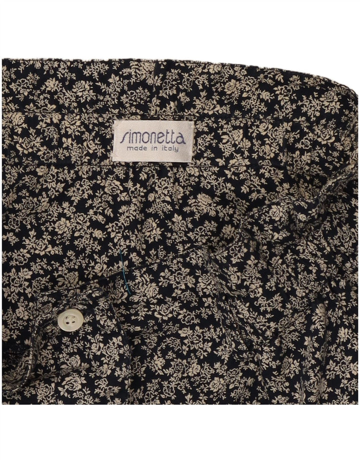 Simonetta Damen Faltenrock in A-Linie, W26, klein, Marineblau mit Blumenmuster
