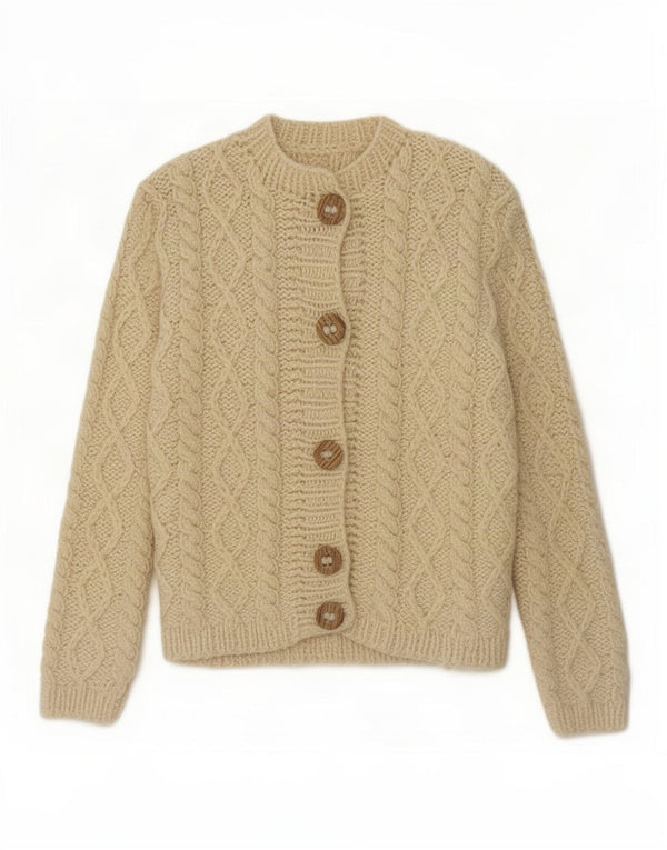 Vintage Damen Cardigan Pullover UK 12 Medium Off White