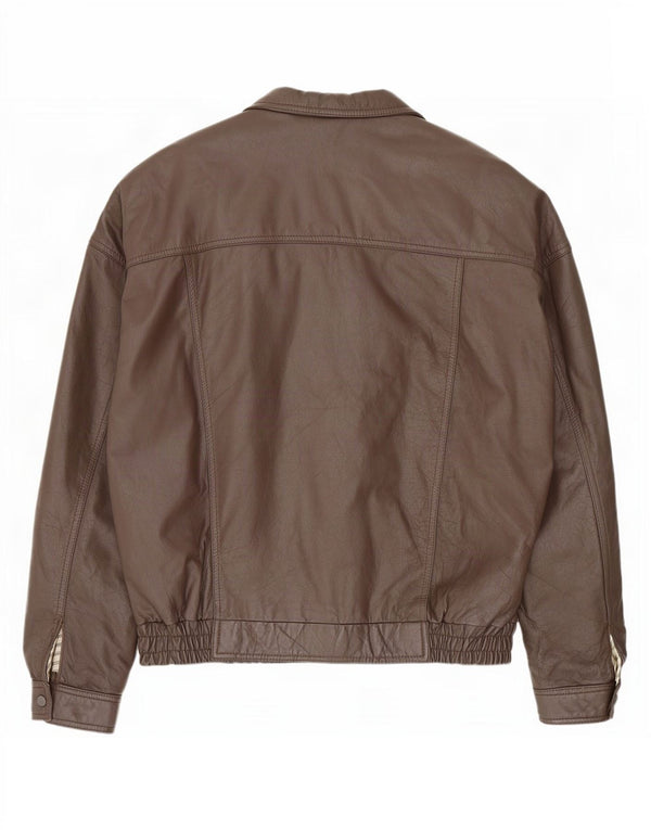 Vintage Mens Bomber Leather Jacket IT 58 4XL Brown