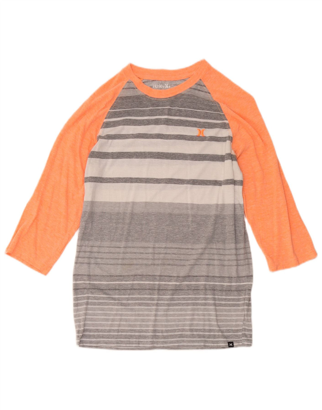 Hurley Damen Premium Fit Top 3/4 Ärmel UK 10 Small Grau gestreift Polyester