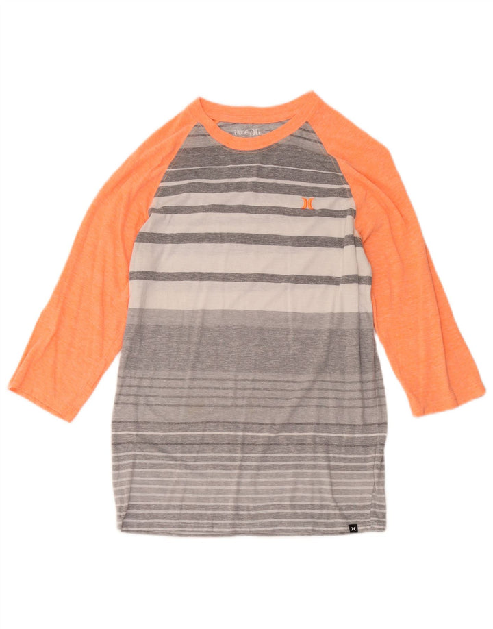Hurley Damen Premium Fit Top 3/4 Ärmel UK 10 Small Grau gestreift Polyester