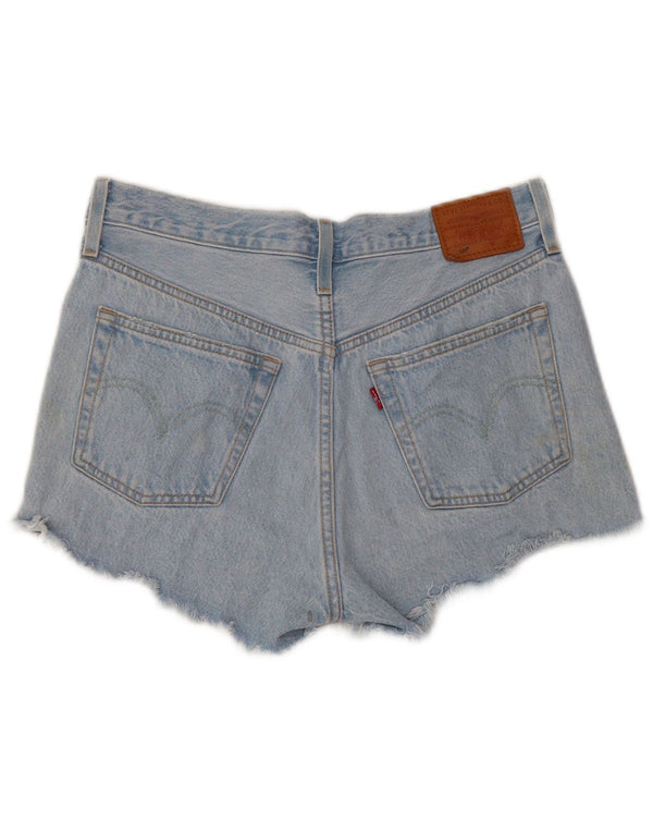 LEVI'S Damen 501 Distressed Denim Shorts W28 Mittelblaue Baumwolle
