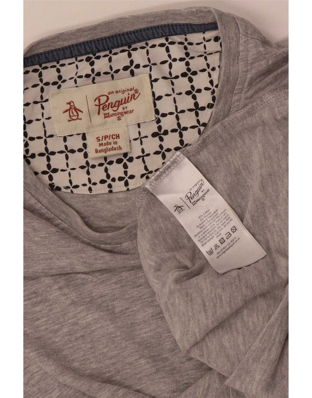 Penguin Herren T-Shirt Top Small Grau Baumwolle