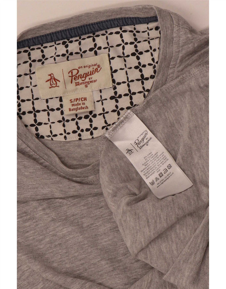 Penguin Herren T-Shirt Top Small Grau Baumwolle