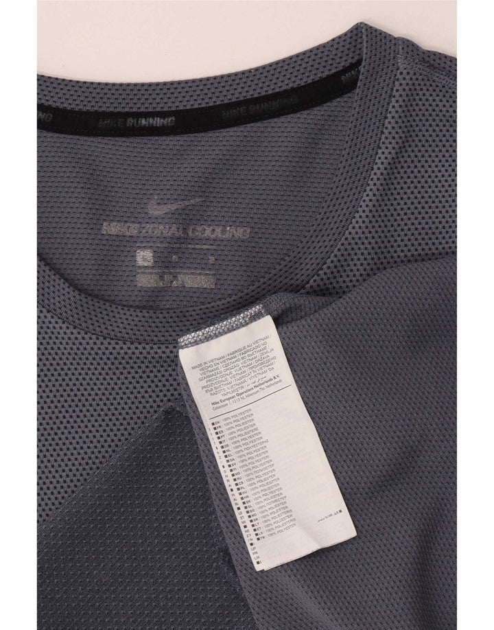 Nike Herren-T-Shirt mit kurzen Ärmeln, groß, blau geflecktes Polyester
