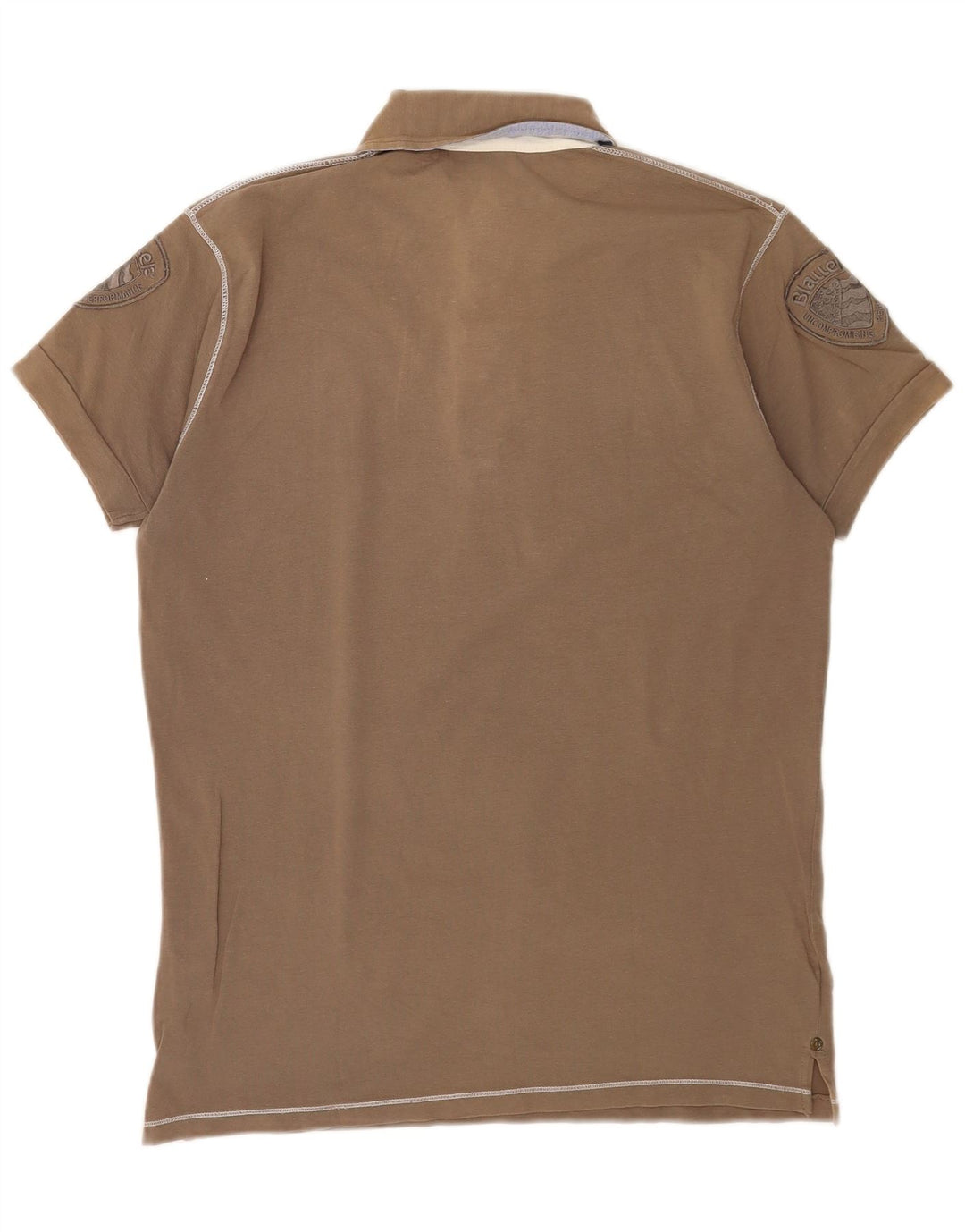 Blauer Herren-Poloshirt mit Grafik, Größe L, Braun