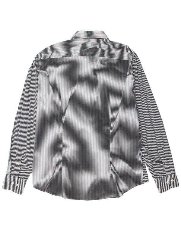 Fred Perry Herren Slim Fit Hemd 2XL Marineblaue Nadelstreifen-Baumwolle