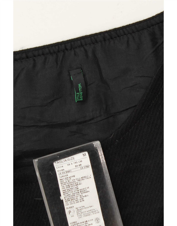Benetton Damen ärmelloses Etuikleid UK 12 Mittelschwarze Wolle