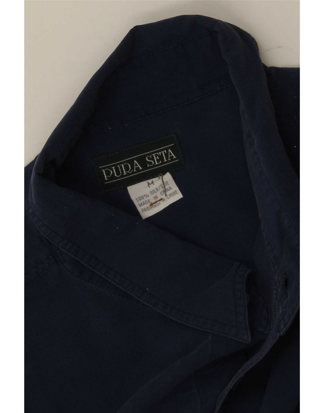 Vintage Herrenhemd Medium Marineblaue Seide