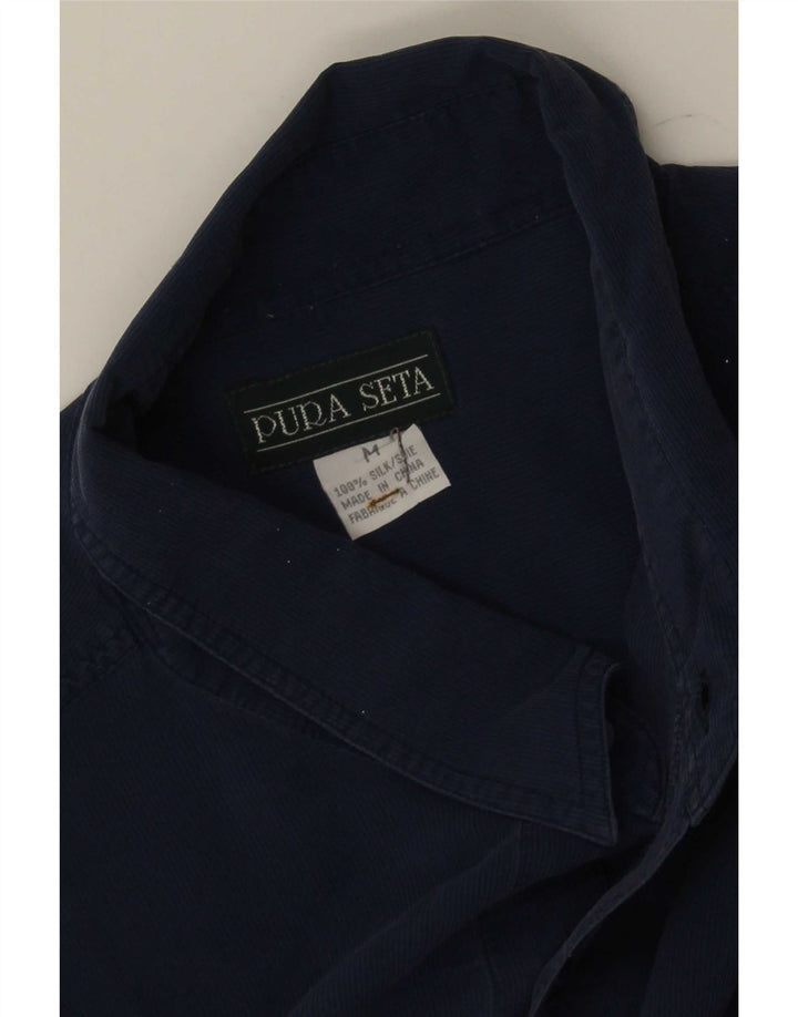 Vintage Herrenhemd Medium Marineblaue Seide