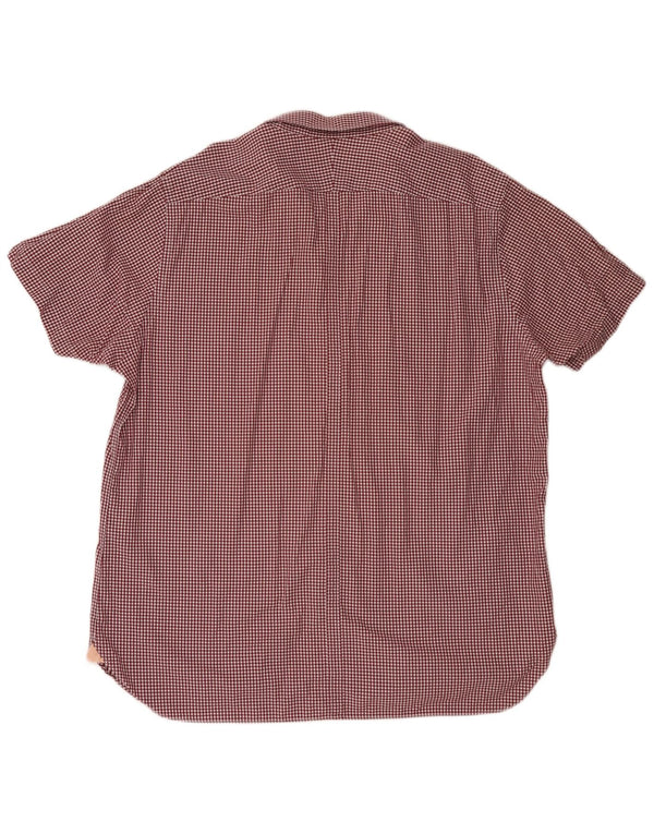 Ben Sherman Herren Kurzarmhemd 3XL Burgund Gingham Baumwolle