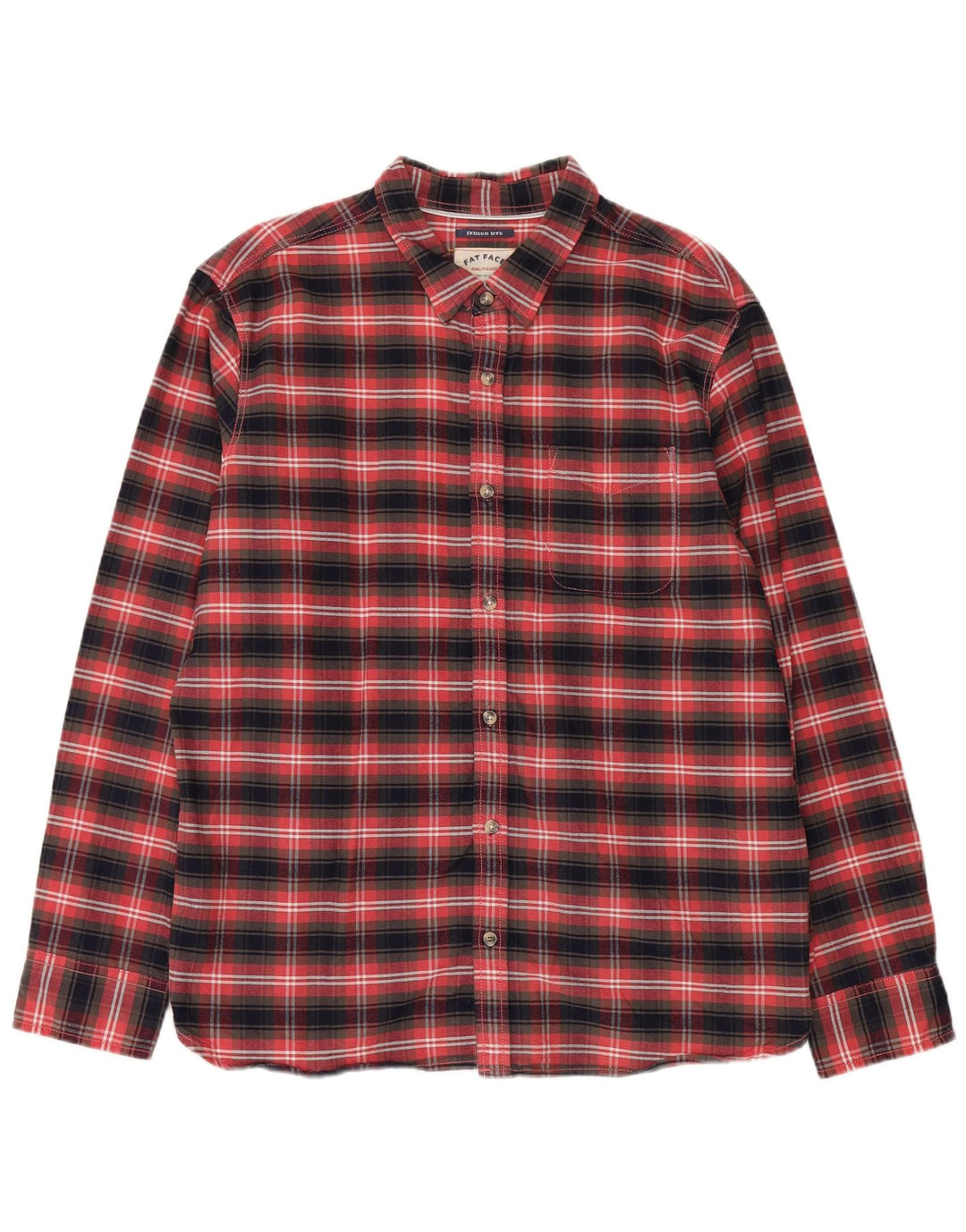 Fat Face Herren-Flanellhemd XL, rot kariert, Baumwolle