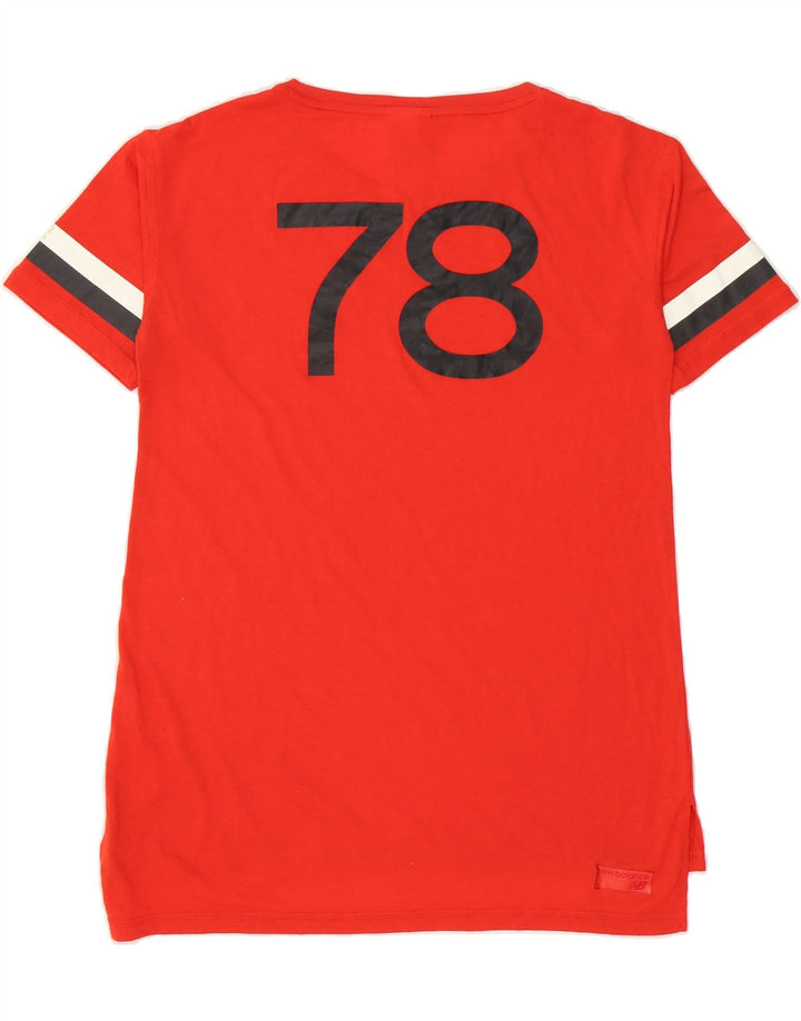 NEW BALANCE Womens Graphic T-Shirt Top UK 10 Small Red Polyester Vintage New Balance and Second-Hand New Balance from Messina Hembry 