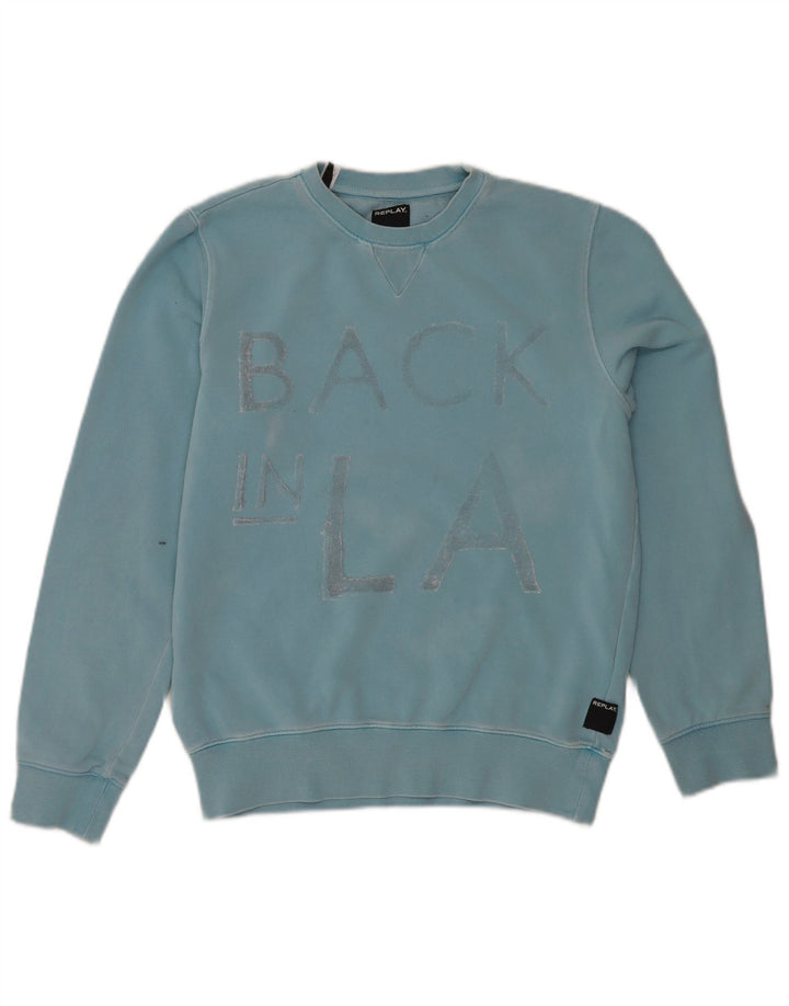 Replay Herren-Sweatshirt mit Grafik, Größe S, Blau, Baumwolle