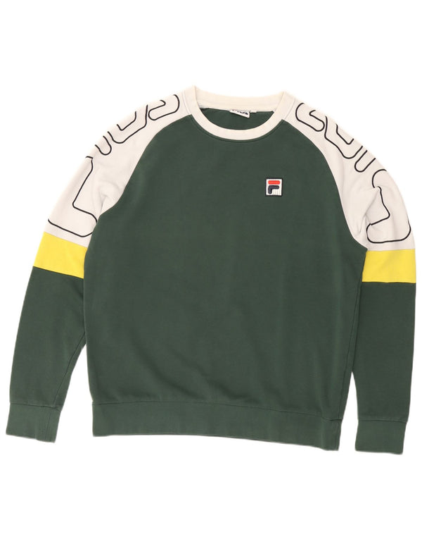 FILA Herren Grafik-Sweatshirt-Pullover, klein, grüne Farbblock-Baumwolle