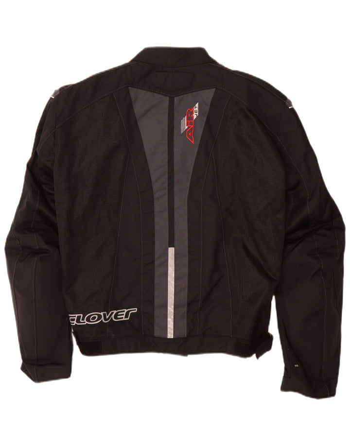 Clover Womens Graphic Racer Jacket UK 14 Mittelschwarzes Colourblock-Polyamid