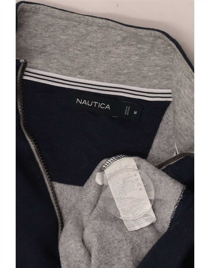 Nautica Herren-Sweatshirt mit Reißverschluss am Hals, mittlere marineblaue Baumwolle
