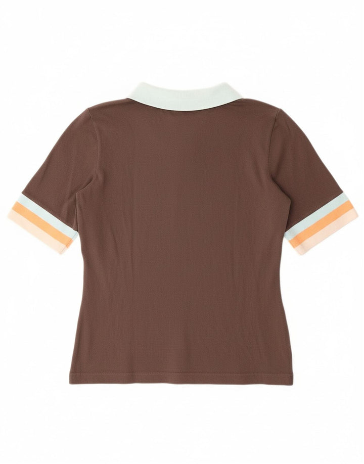 LACOSTE Womens Polo Shirt Size 40 Medium Brown Colourblock Cotton