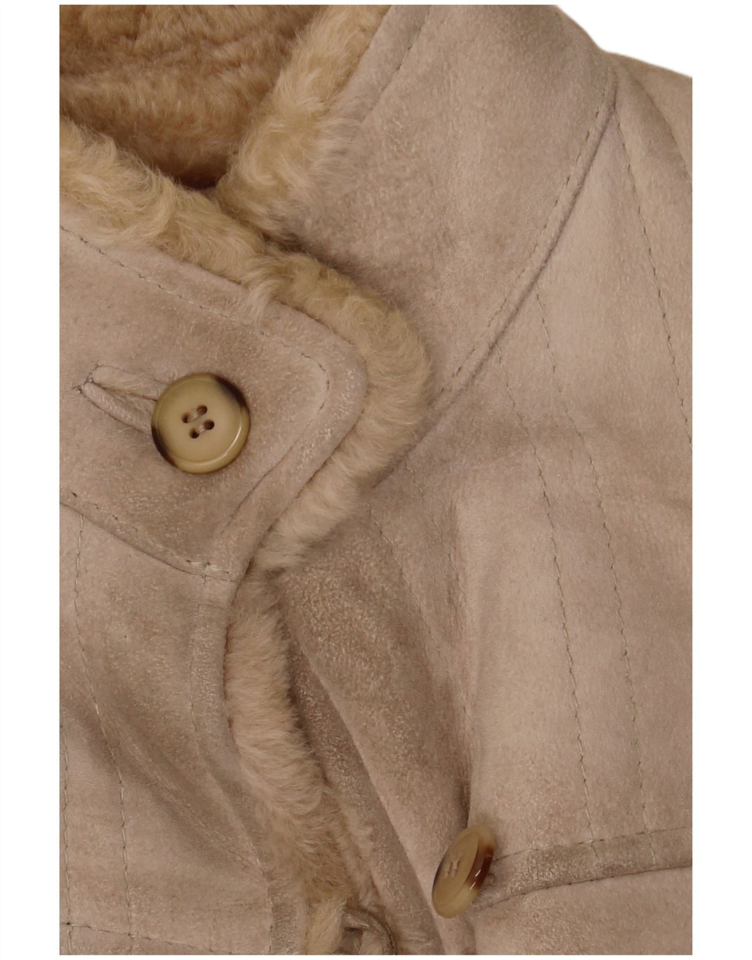 Vintage Damen Shearling Mantel IT 46 Großes Beige Leder