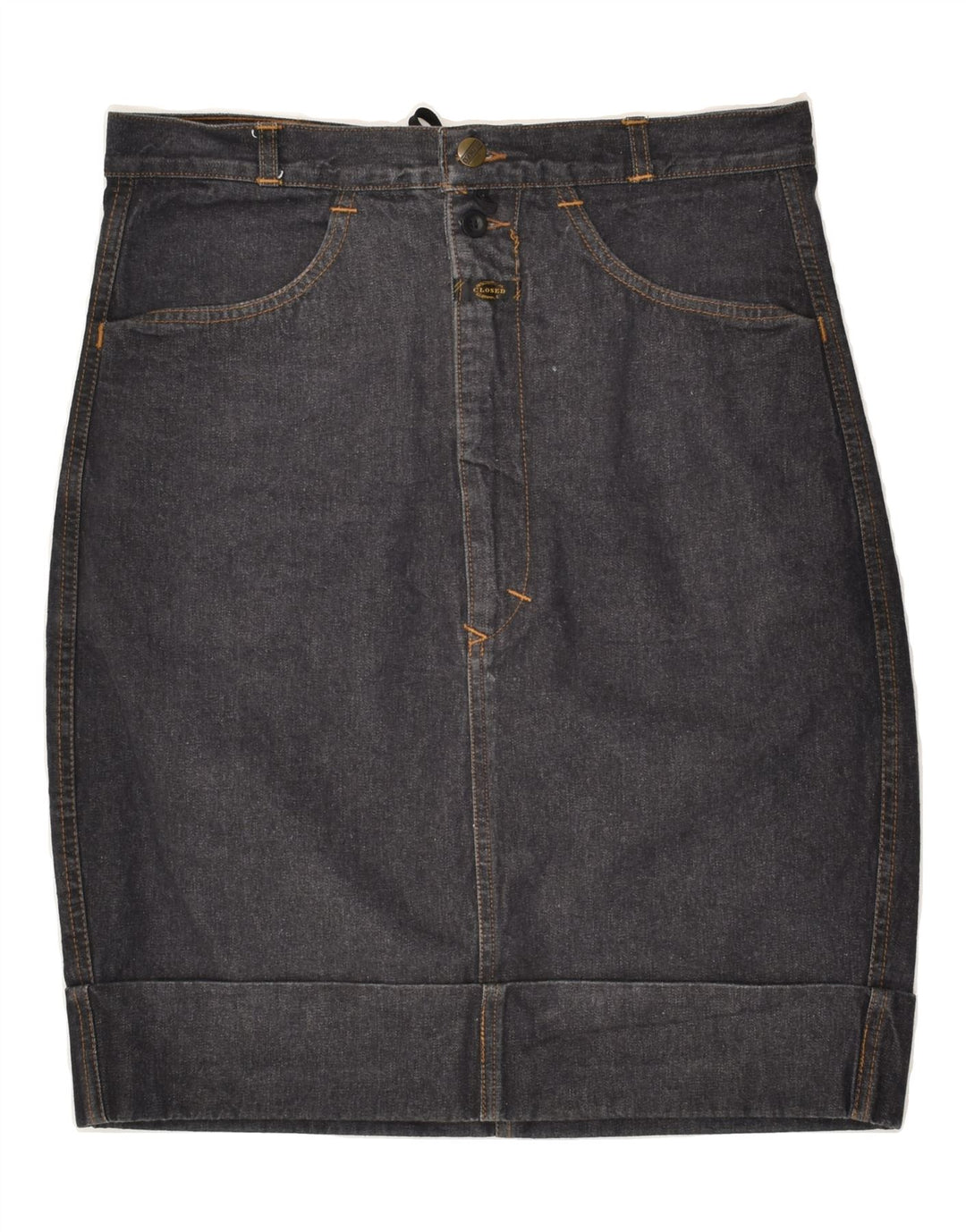 CLOSED Womens Denim Skirt IT 48 XL W32 Grey Cotton | Vintage Closed | Thrift | Second-Hand Closed | Used Clothing | Messina Hembry 
